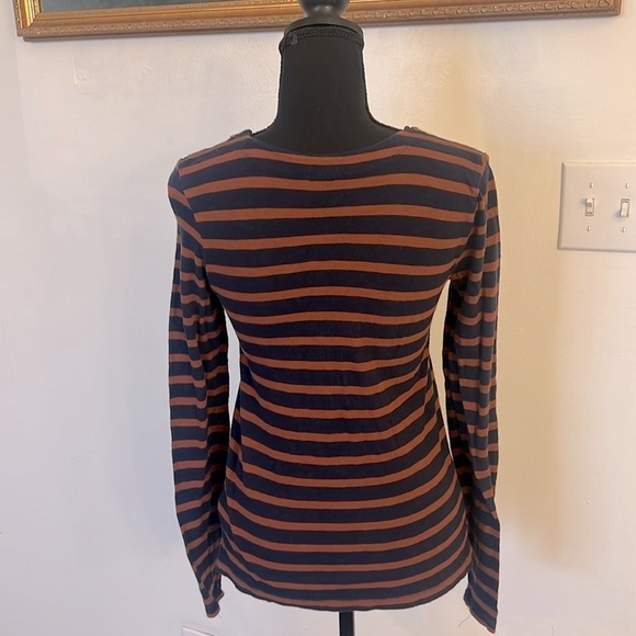 J. Crew Striped Shirt W/Shoulder YKK Zippers, 100% Cotton, Sz. XS. - Picture 6 of 10